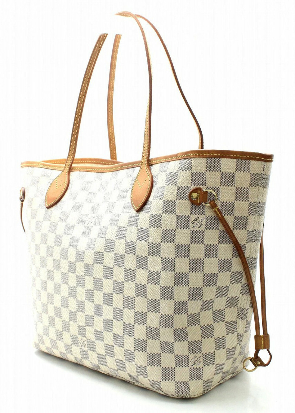 Louis Vuitton Damier Shoulder Bag Azur Neverfull White Tote White